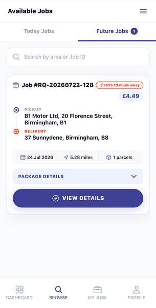 Fast UK Couriers app screen
