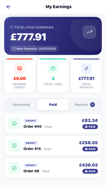 Fast UK Couriers app screen